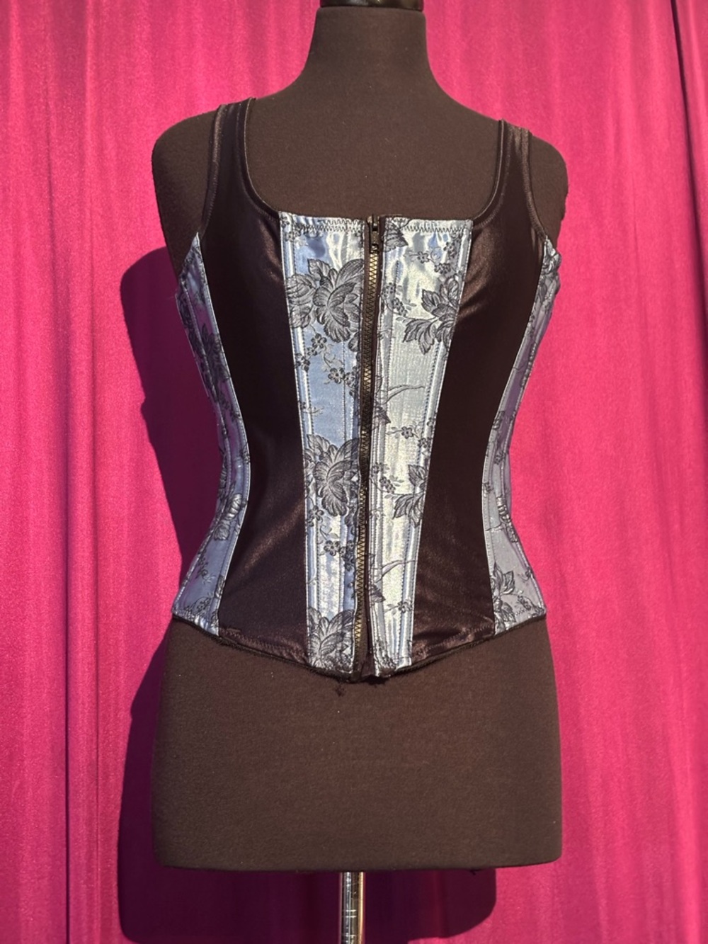 Black and Light Blue Empire Corset Top